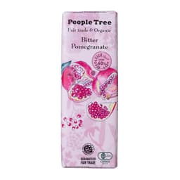 Front view of product: People Tree Fair Trade Bar Chocolate, Bitter Pomegranate