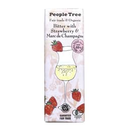 Front view of product: People Tree Fair Trade Bar Chocolate, Bitter with Strawberry & Marc de Champagne